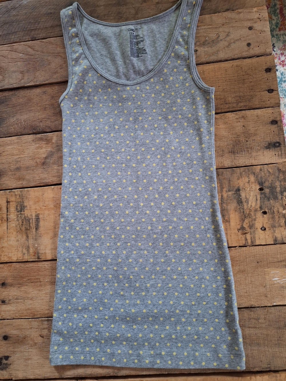 Gap Womens' Gray Tank Top with Yellow Polka Dots